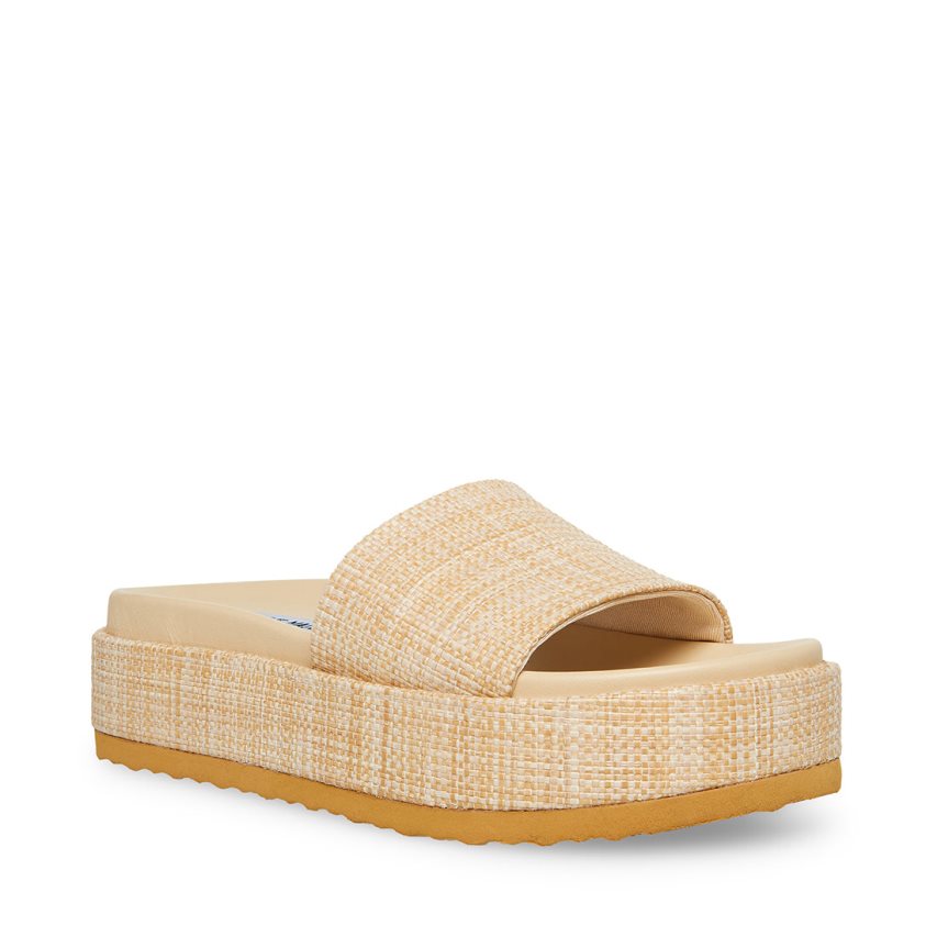 Beige Steve Madden Kasper Natural Women's Slides | PH 0721BLP